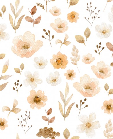 Rib Jersey Aquarellblumen und -blättern