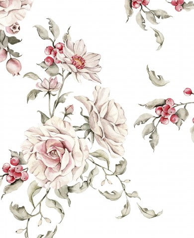 Tissu imperméable roses roses et baies