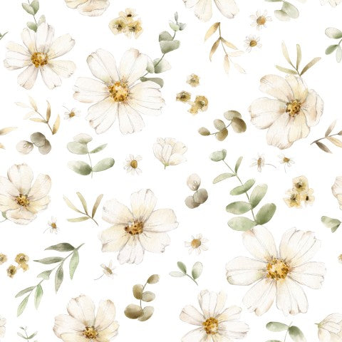 Muslin akvarell blommor och blad