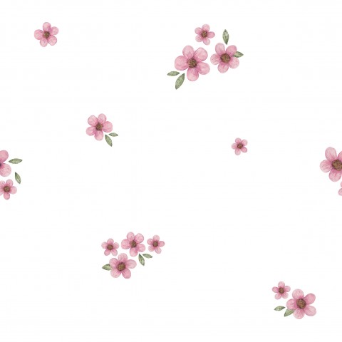 Jersey a pattern of pink flowers on a white background
