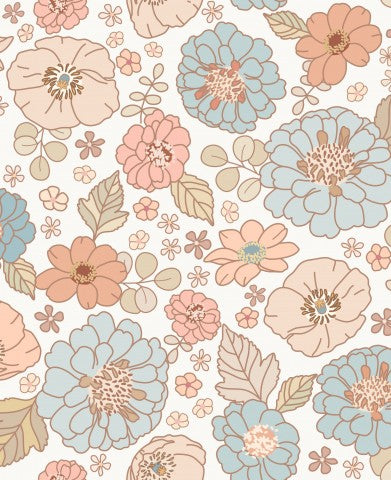 Jersey Blumenmuster in Pastellfarben