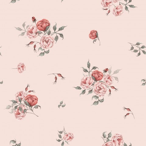 Musselin rosa Rosen und Blättern