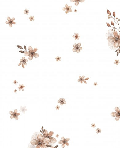 satin bomuldsblomster på hvid baggrund