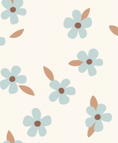 Jersey-blomstermønster med blå blomster og brune blade