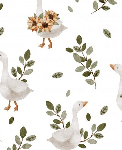 Wasserdichter Stoff Enten und Sonnenblumen