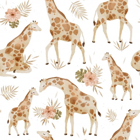 Waterdichte stof giraffen en bloemen