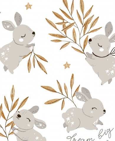 Jersey cute rabbits and leaves