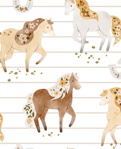 Waterproof fabric horses on a white background