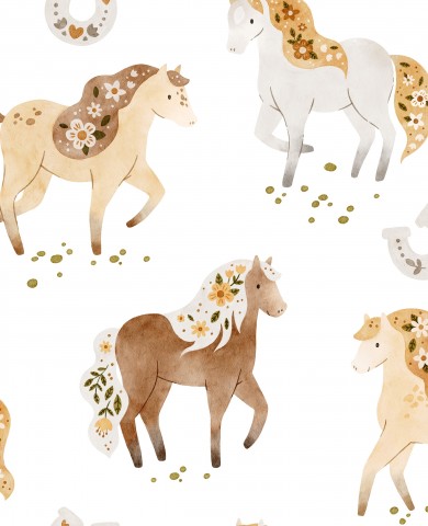 Muslin watercolor horses