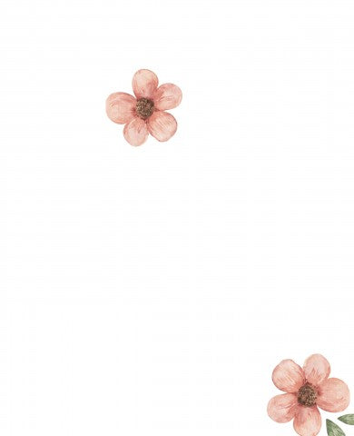 Jersey côtelé deux fleurs roses sur fond blanc