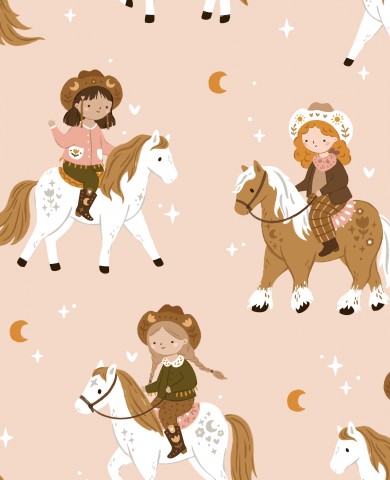 Waterproof fabric little girls riding horses