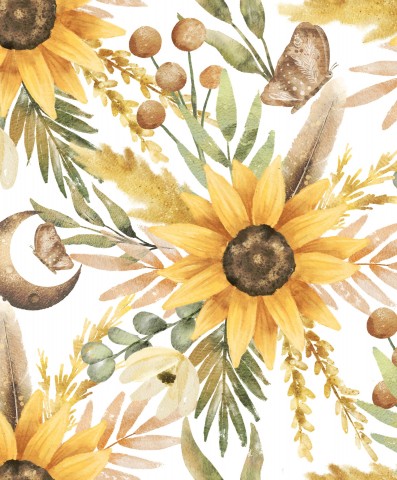 Panama un motivo ad acquerello con girasoli e foglie