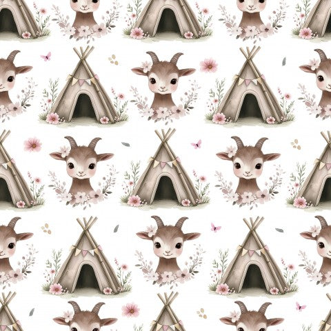 Musselin Ziegen und Tipis