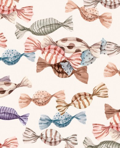 Panama pattern made of sweets on a white background