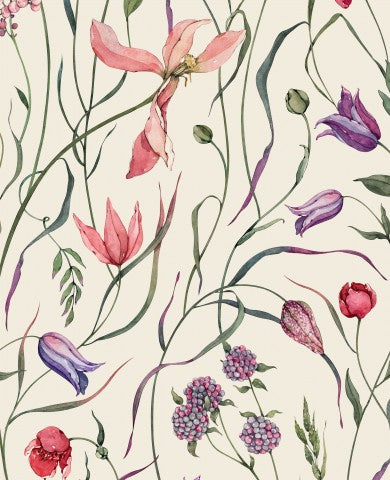 Muslin akvarell blommor på vit bakgrund