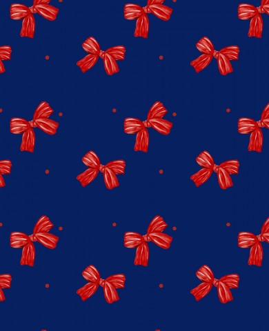 Muslin red bows on blue background