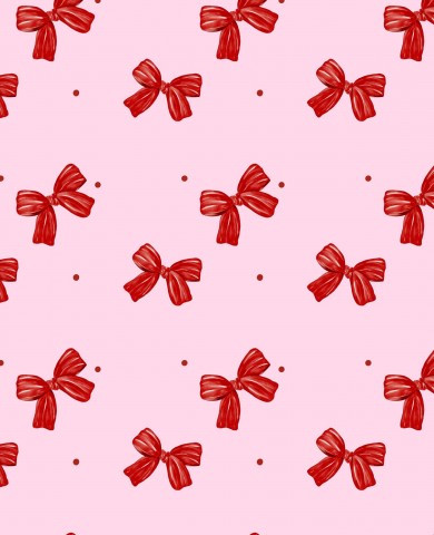 Rib jersey red bows on pink background