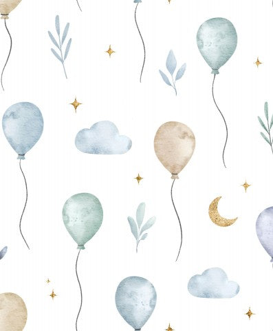 Rib Jersey Aquarellballons und Sternen