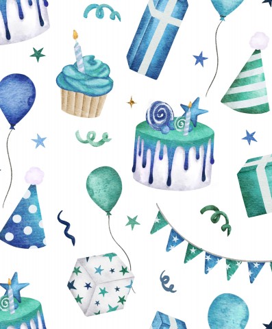 Tessuti in tela di grande effetto per ragazzi - 100% cotone per ragazzi - blu per feste di compleanno - Scelta perfetta per decorazioni per feste e palloncini per torte - Venduto al metro per cucire