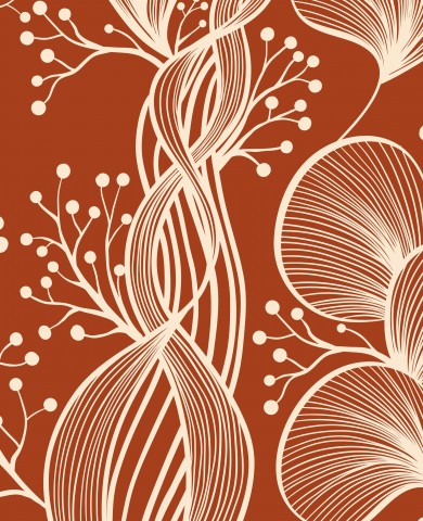 Rib jersey flowers and leaves on brown background