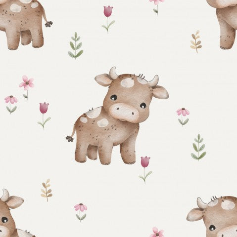 Maglia con una simpatica mucca e fiori