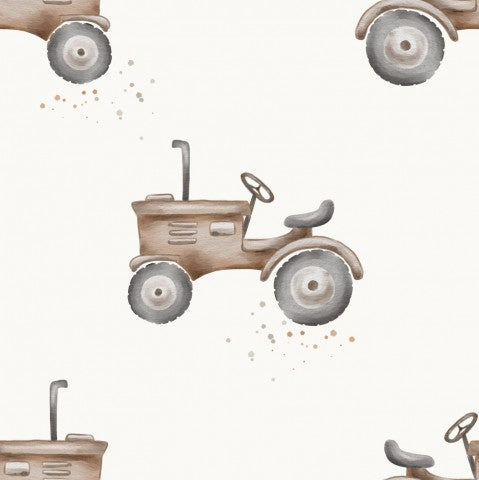 Waterproof fabric pattern of a tractor on a white background
