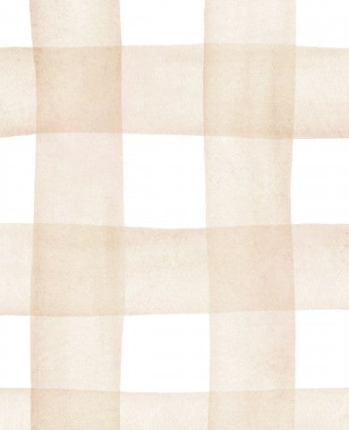 Cotone satinato con motivo a quadri beige e bianchi