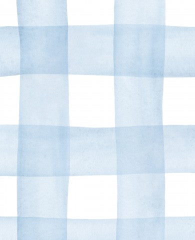 French Terry, un motif à damier bleu et blanc à l'aquarelle