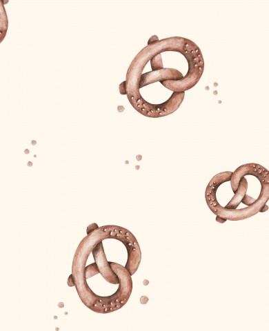 Vandtæt stof med en akvarel illustration af pretzels
