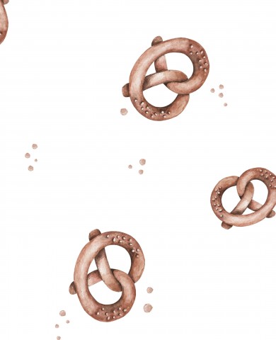 Muslinmønster af pretzels på en hvid baggrund