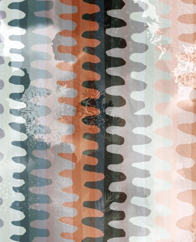 Jersey ein abstraktes Muster mit orangefarbenen, blauen und weißen Wellen