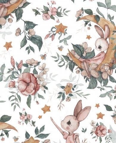 Oplev det charmerende hvide Bunny Dreams bomuldslærred – et blødt og let materiale, der er ideelt til dine næste syprojekter! 100% bomuld, sælges i metermål.