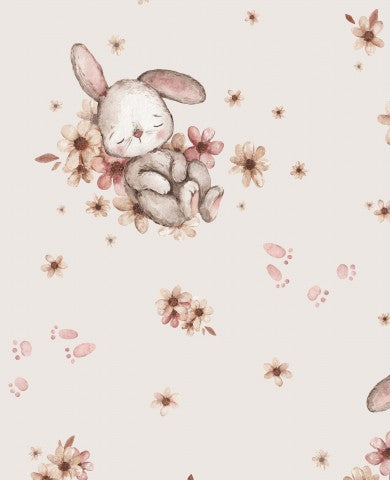 Waterdichte stof aquarel konijntjes en bloemen