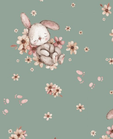 Gråt bomuldsstof fra Canvas BunnyNap - 100% bomuld, ideelt til syning og strikning, grønt stof i metermål til fremstilling af duge, sengetøj eller accessories