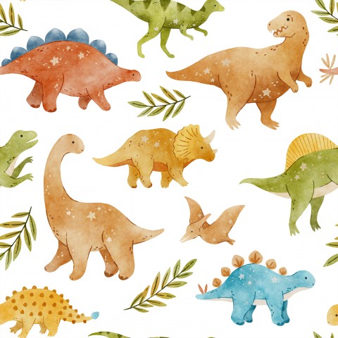 Muslin watercolor dinosaurs