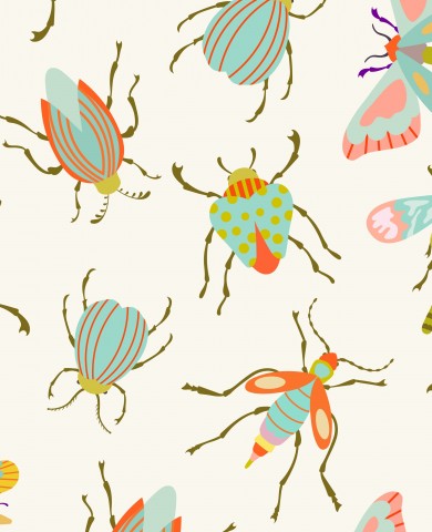 French Terry bunten Käfern und Schmetterlingen