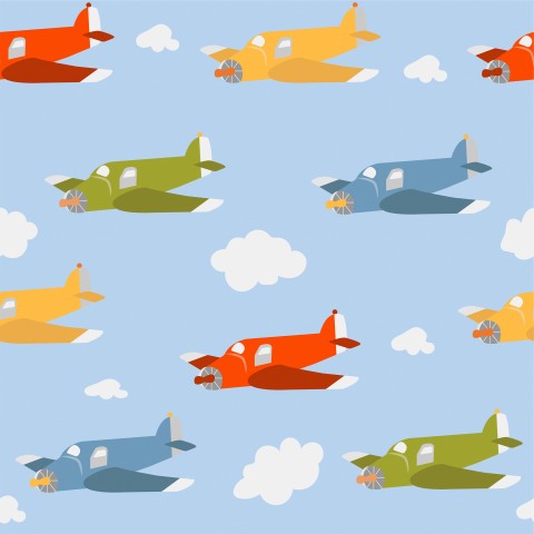 Bunte Kinderflugzeuge auf Canvas-Baumwolle - Farbenfrohe Nähergebnisse für Ihre Lieblingskleidung! Baumwolle-Meterware zum nähen, ideal für Baby- und Kindermod