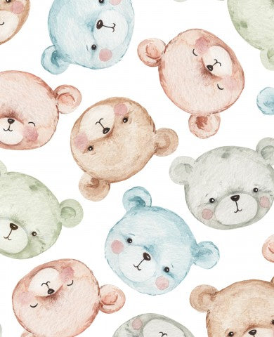 Satin Cotton Watercolor Teddy Bears