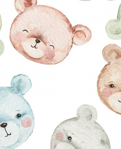 Motivo orsacchiotto in raso di cotone acquerello