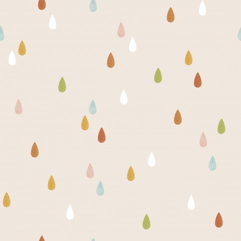 Jersey de canalé con estampado de gotas de lluvia sobre fondo beige