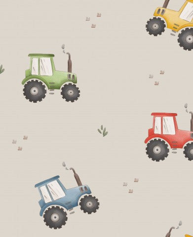 Waterproof fabric tractors on beige background