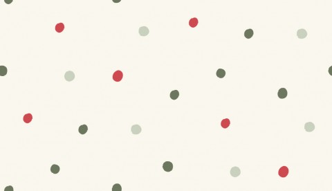 Muslin a white background with red and green dots