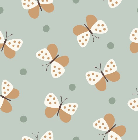 Panama butterflies and dots on a green background
