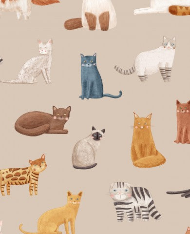 Entdecken Sie unsere Canvas Baumwolle Cat Breeds in beige für den perfekten Nähsatz! Gute Qualität, weiche Textur und einzigartige Muster - ideal für alle Katz