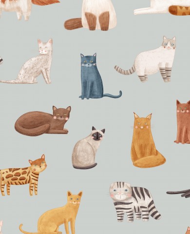 Jersey cat pattern on a grey background