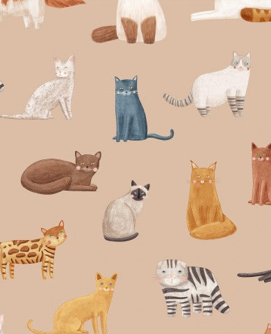 Jersey cat pattern on beige background
