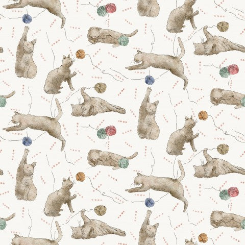 Musselin Katzen und Wollknäueln