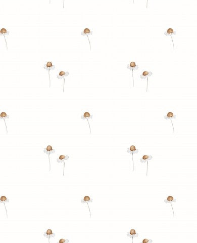 Rib jersey pattern of daisies on a white background
