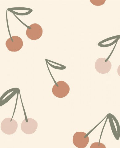 Satin cotton cherries on beige background