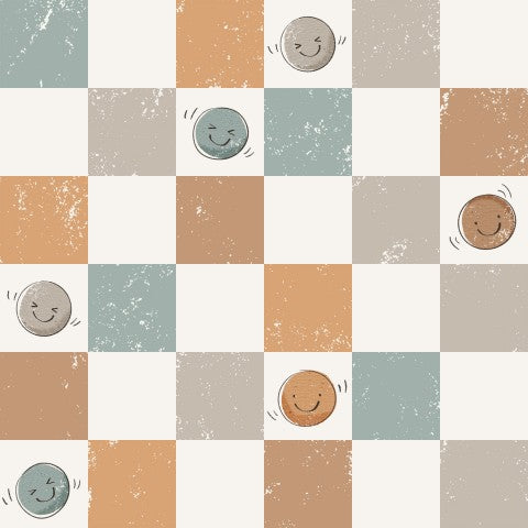 Musselin Smileys auf einer karierten Hintergrundvektorillustration